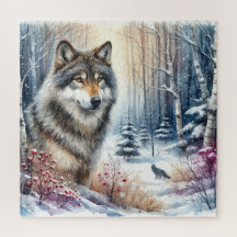 Paisagem de inverno com Lobo