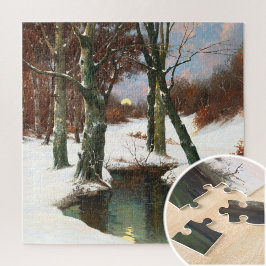 Quebra-cabeça Paisagem de inverno com Lua Ascensão