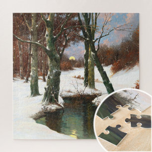 Quebra-cabeça Paisagem de inverno com Lua Ascensão
