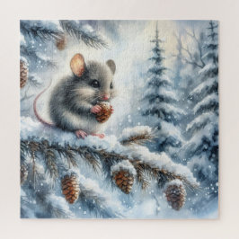 Quebra-cabeça Paisagem de inverno com mouse