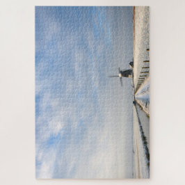 Quebra-cabeça Paisagem de inverno com neve e moinho de vento na 