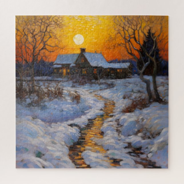 Quebra-cabeça Paisagem de Inverno de House Sunset (Vertical)