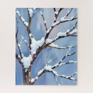 Quebra-cabeça Paisagem de Inverno Galhos de Árvore Nevados Pinta