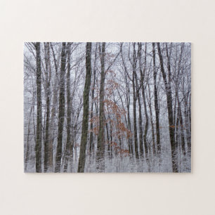 Quebra-cabeça Paisagem de inverno na Floresta de Neve Dusted Fot