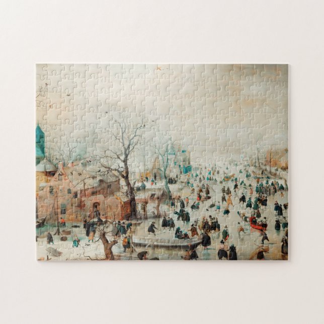 Quebra-cabeça Paisagem de Inverno Patinadores no Gelo 1608 Hendr (Horizontal)