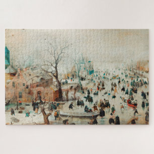 Quebra-cabeça Paisagem de Inverno Patinadores no Gelo 1608 Hendr