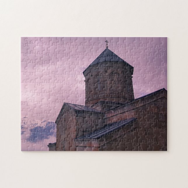 Quebra-cabeça Paisagem de montanha Kazbegi Georgia Gergeti (Horizontal)