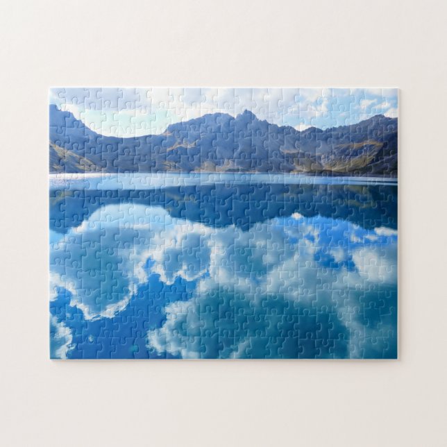 Quebra-cabeça Paisagem de nuvens de lago azul (Horizontal)