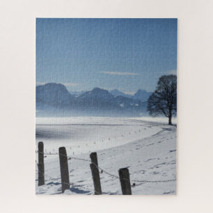 Quebra-cabeça Paisagem do Campo de Inverno de Neve