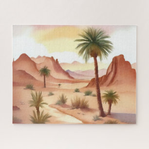 Quebra-cabeça Paisagem do Deserto com Palmas de Data