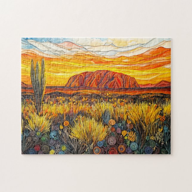 Quebra-cabeça Paisagem do Interior de Uluru em Estilo Quilling (Horizontal)