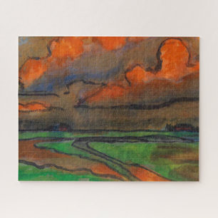 Quebra-cabeça Paisagem Marsh Sob Nuvens Vermelhas Emil Nolde