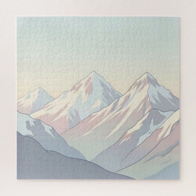 Quebra-cabeça Paisagem Minimalista de Montanhas em Pastel (Vertical)