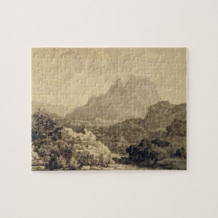 Quebra-cabeça Paisagem montanhosa, c.1780 (cinza e lavagem do