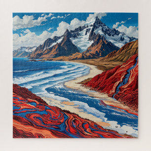 Quebra-cabeça Paisagem Montanhosa Majestosa com Cores Vibrantes