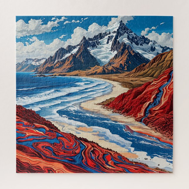 Quebra-cabeça Paisagem Montanhosa Majestosa com Cores Vibrantes (Vertical)