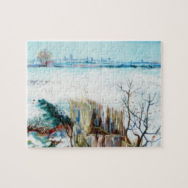 Quebra-cabeça Paisagem nevada com Arles por Vincent van Gogh (Horizontal)
