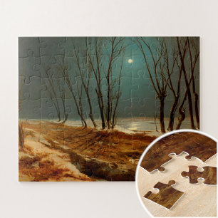 Quebra-cabeça Paisagem no inverno em Lua por Carl Blechen