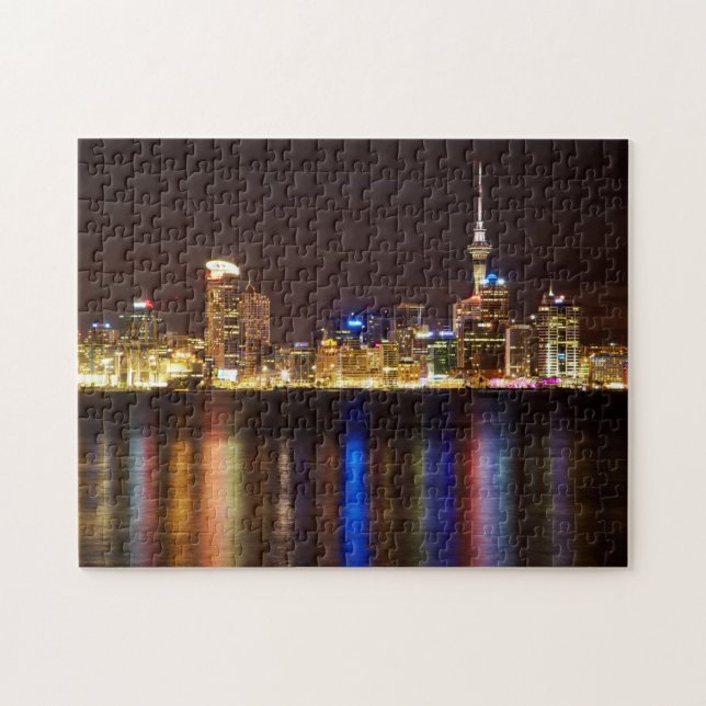 Quebra-cabeça Paisagem Noturna da Cidade de Auckland (Horizontal)