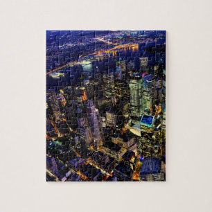 Quebra-cabeça Paisagem noturna da cidade de Nova York, Manhattan