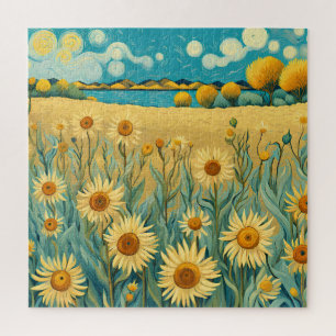 Quebra-cabeça Paisagem Sunflower no estilo Van Gogh