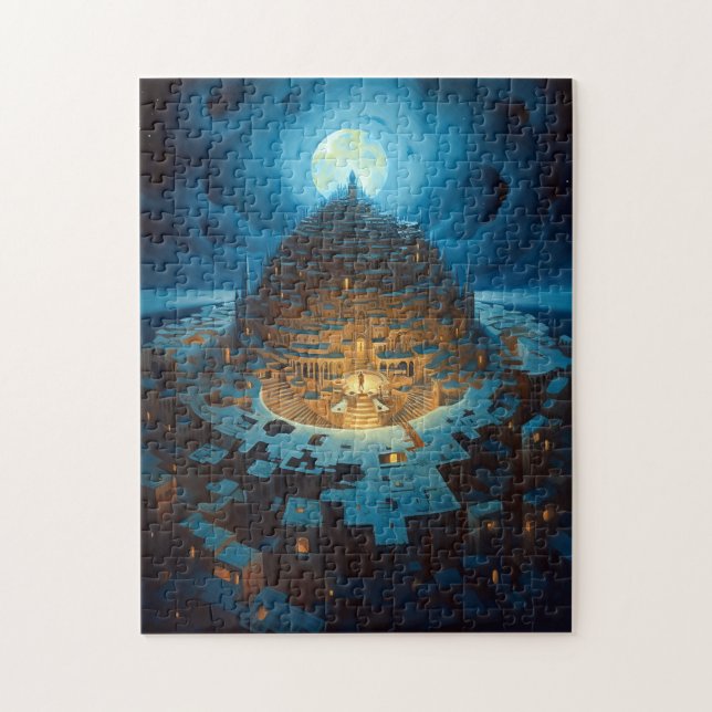 Quebra-cabeça Paisagem Surreal Cidade Maze Fantasy Art (Vertical)