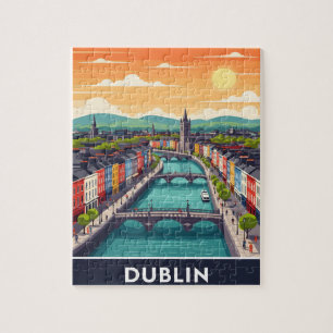 Quebra-cabeça Paisagem Urbana Colorida de Dublin – Rio Liffey e