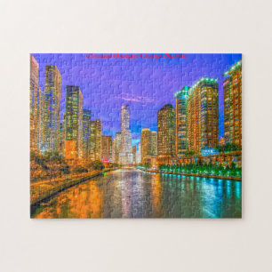 Quebra-cabeça Paisagem urbana de Chicago Illinois.