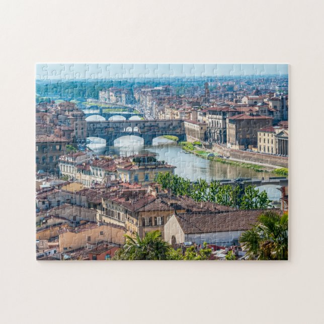 Quebra-cabeça Paisagem urbana de Florença - Ponte Vecchio sobre  (Horizontal)