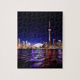 Quebra-cabeça Paisagem urbana de Toronto Canadá à noite