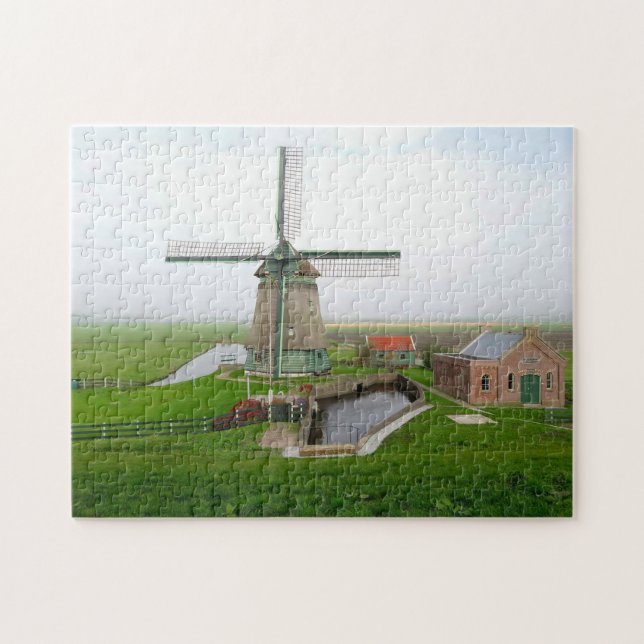 Quebra-cabeça Países Baixos Paisagens Cênicas Edifícios Windmill (Horizontal)