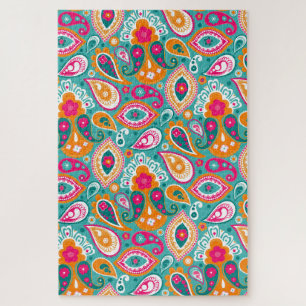 Quebra-cabeça Paisley 70s 60s Boho Retro