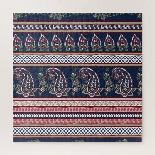 Quebra-cabeça Paisley do Marinho Elegante: Design de Borda do Et (Vertical)