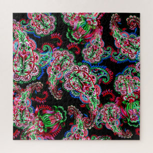 Quebra-cabeça Paisley Floral, Fundo Étnico.