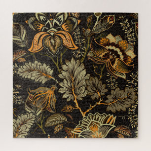 Quebra-cabeça Paisley floral indiano, padrão étnico uniforme.