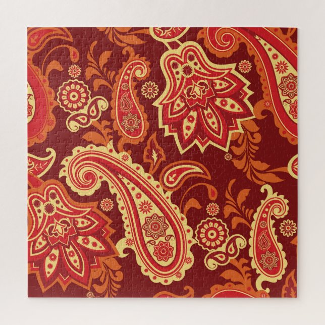 Quebra-cabeça Paisley, flores: padrão sem costura ornamental (Vertical)