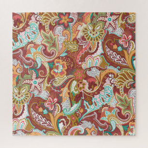 Quebra-cabeça Paisley sem costura: padrão de fundo elegante.