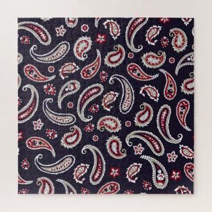 Quebra-cabeça Paisley tradicional indiano, padrão de marinho.