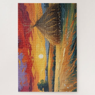 Quebra-cabeça Pajar solitario al atardecer