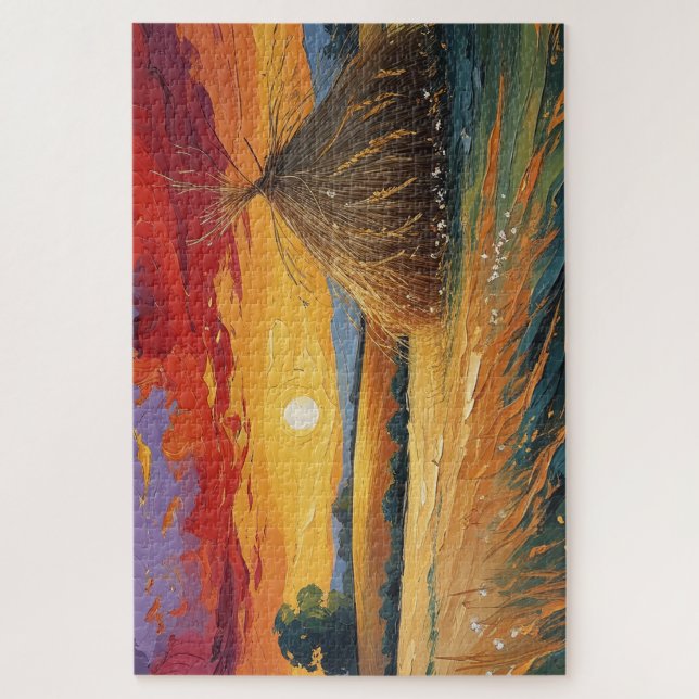 Quebra-cabeça Pajar solitario al atardecer (Vertical)