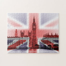 Quebra-cabeça Palácio de Westminster embrulhado com bandeira de 