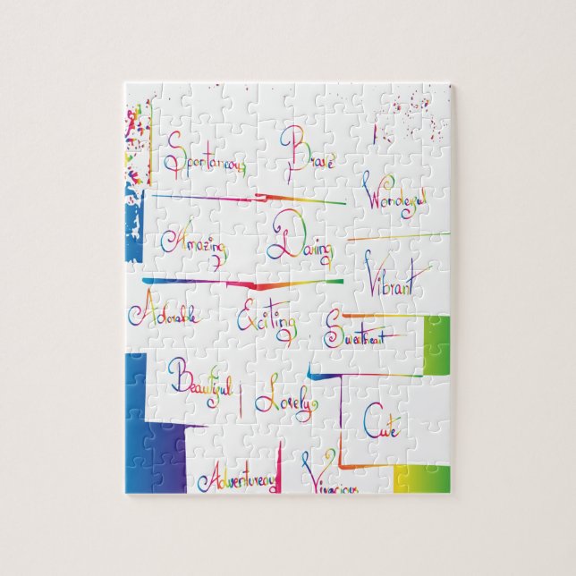 Quebra-cabeça Palavras colorido positivas manuscritas (Vertical)