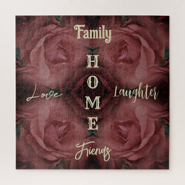 Quebra-cabeça Palavras Inspiracionais Abstrato de Rosa vermelha  (Vertical)