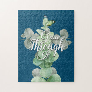 Quebra-cabeça Palavras Motivacionais Borboleta Eucalipto Aquarel