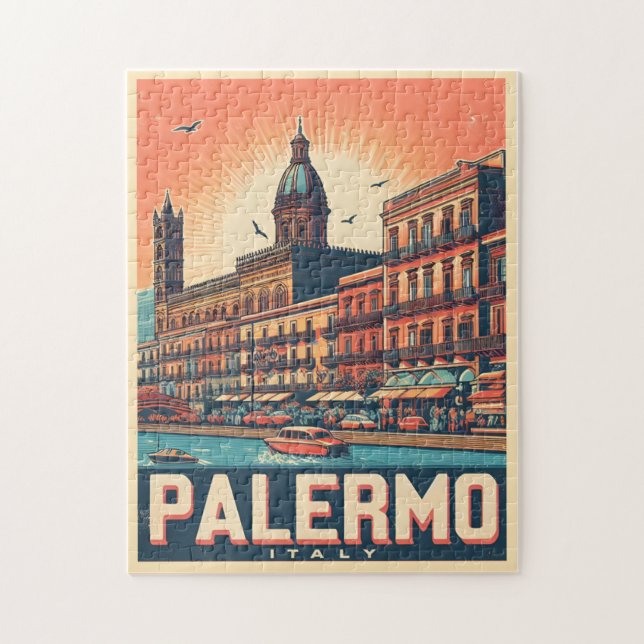 Quebra-cabeça Palermo sicily italian vintage souvenir presentes (Vertical)