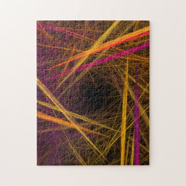 Quebra-cabeça palha de ouro com design fratural roxo e vermelho (Vertical)