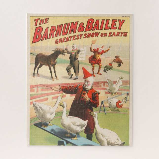 Quebra-cabeça Palhaços Com Geese, Roosters E Donkey. (Vertical)