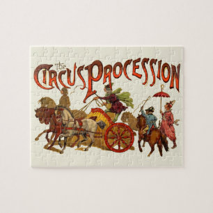 Quebra-cabeça Palhaços e Cavalos de Procissão de Circo Vintage