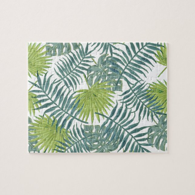 Quebra-cabeça Palm Tree Fronds Pintando Impressão Havaiana (Horizontal)