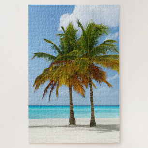 Quebra-cabeça Palm Trees Beach Blue Sea Sky Dia ensolarado